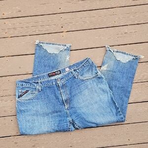 Ariat Low Rise M4 Boot Distressed Blue FLAME RESISTANT Denim Jeans... 44 X 30